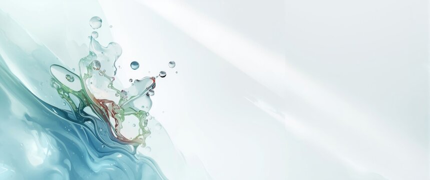 Visualization of basic chemical bonds in side cell or molecules, showing atoms, ions, bonds, and molecules. Featuring a liquid drop bubble background, covalent bonds, and biochemical interactions.