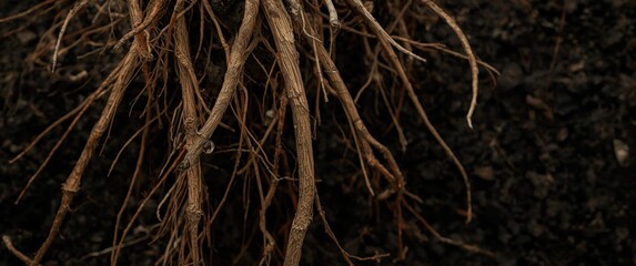 Close-up view highlighting the complex textures and fibers of natural roots