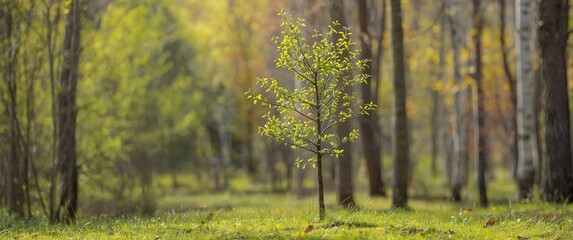 Springtime in the forest tundra features blossoming buds and fresh leaves