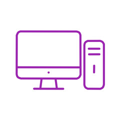Purple Desktop Computer Outline Icon for Creative Technology Projects