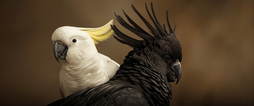 Black backdrop with a Cockatoo