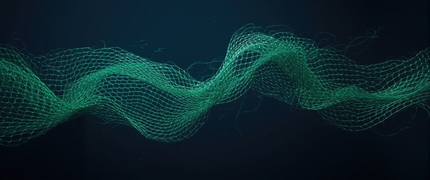Waving green fishing net as a backdrop
