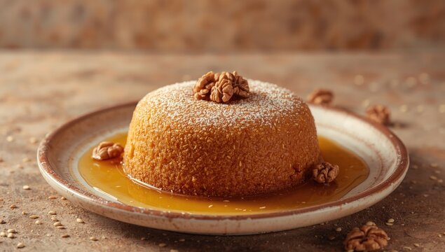 Walnut semolina cake from Middle Eastern cuisine, often used in traditional gatherings