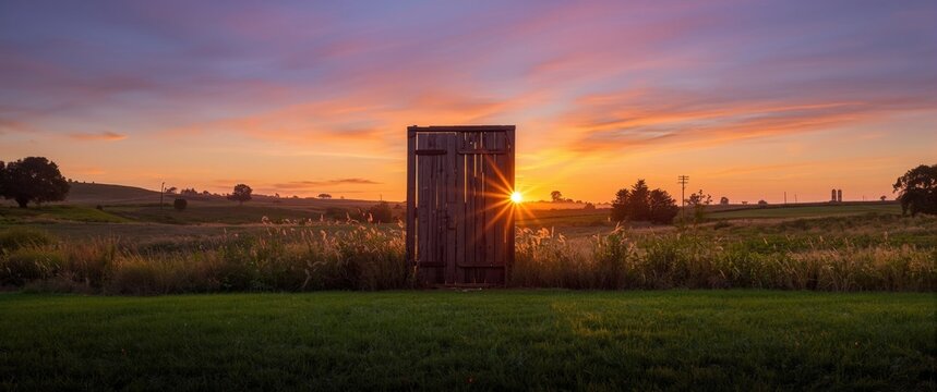 Sunset Scene at Alviso Marina County Park with a Door in View