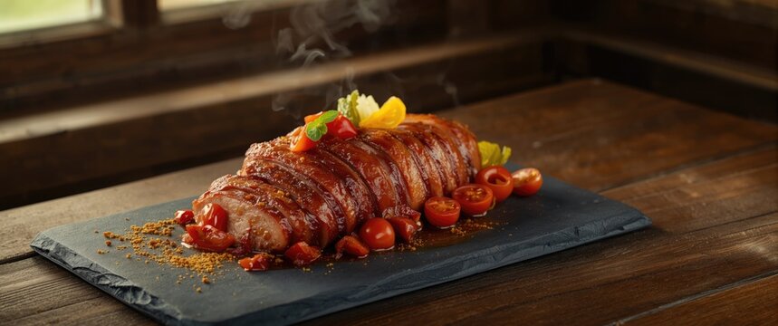 Tomato and pepper-infused pork belly marinade
