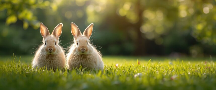 Green grass with bunnies symbolizing Easter