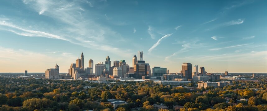 Kansas City, Missouri seen from a horizontal perspective, a major city in the Great Plains