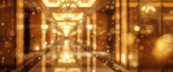 Obraz premium interior of building featuring a blurred luxury golden light corridor