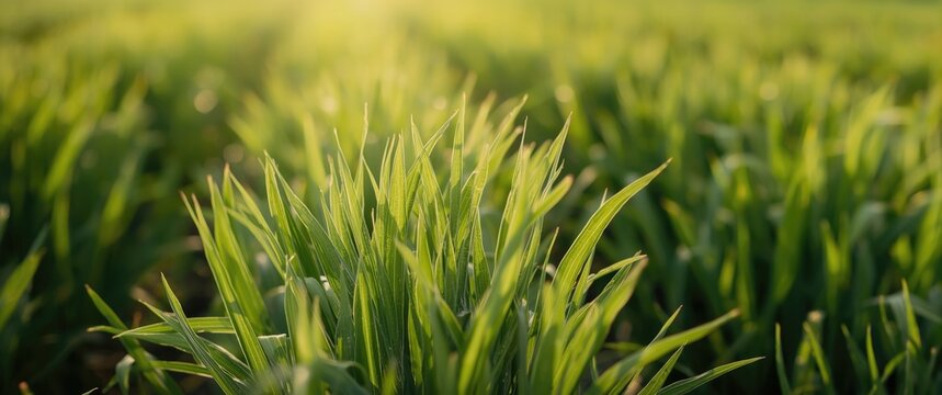 Summer breeze causes green young jute trees to sway, with a focus on jute leaves