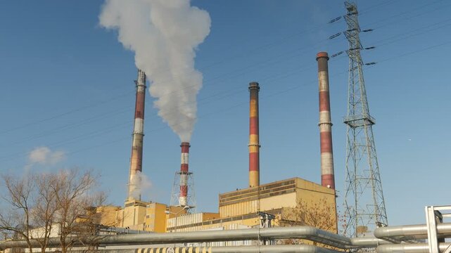 Smoking chimney of a coal power plant
