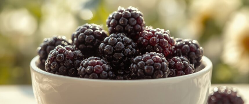 Blackberries served in a white bowl