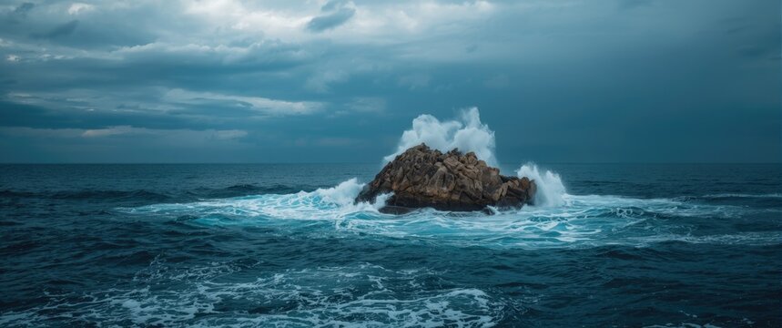 Waves crashing on Poti's Black Sea shoreline, Georgia