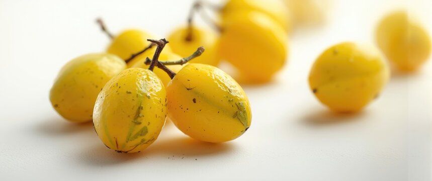 Spondias Dulcis fruits, June Plum, on a white background