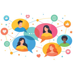Naklejka premium Diverse group chat with colorful speech bubbles