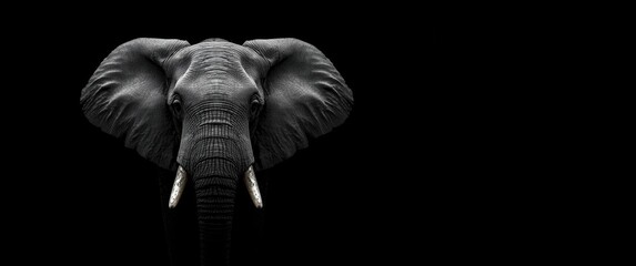 Black background with elephant head