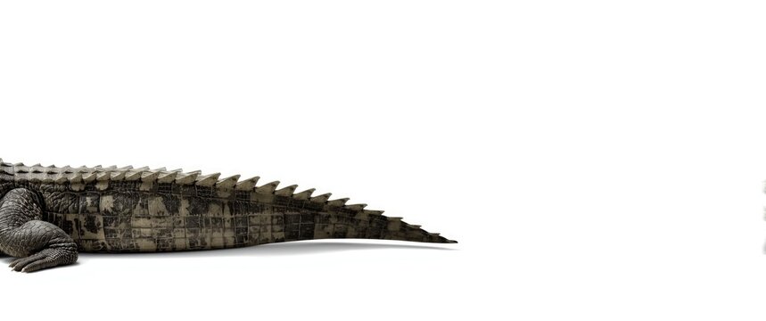 Nile crocodile, Crocodylus niloticus, tail detail isolated on white