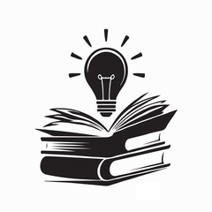 Light Bulb With Book Logo Vector Smart Education Logo Template.