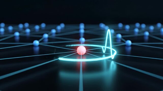 Digital Network Connection with Glowing Nodes and Central Processing Unit Representing Data Flow and Communication.