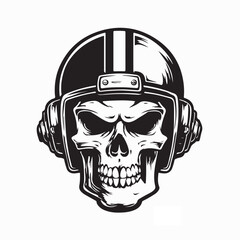 Skull Wearing Helmet Urban Street Style Vector Isolated On White Background