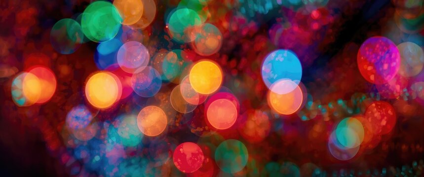 Bokeh with vibrant spherical lights alternating with the background image