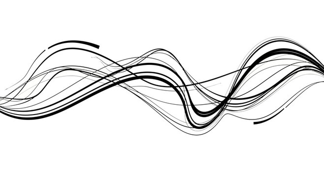 Black Wavy Lines on White Background.