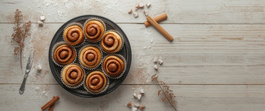 Setting tiny cinnamon rolls in cupcake liners to prepare no-yeast cinnamon roll cupcakes