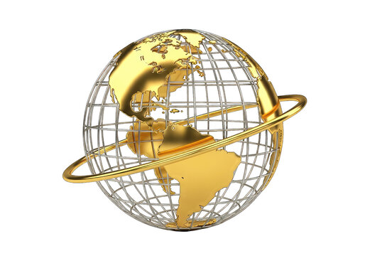 Golden Globe with Satellite Ring