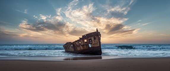 Naklejka premium Greece coast shipwreck scene in Europe