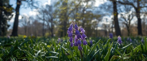 Obraz premium Gulhane Park's purple muscari flowers in Istanbul, Turkey