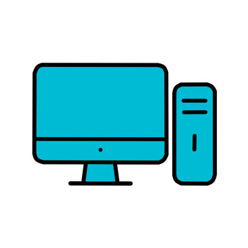 Blue Desktop Computer Icon for Web and Software Interface Design