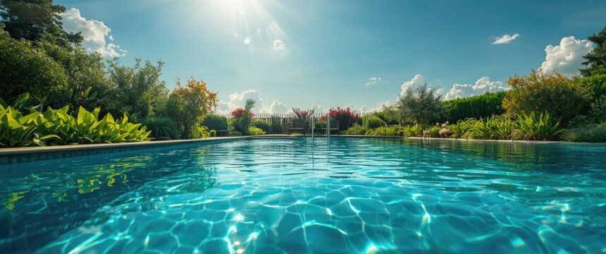 Swimming pools with blue water