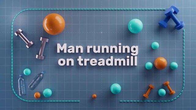 Man Running on Treadmill Exercise. Professional Indoor Cardio Training for Speed, Endurance and Athletic Fitness in Gym.
