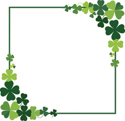 St patrick s day shamrock border frame with green clover leaves on white background for irish holiday greeting cards