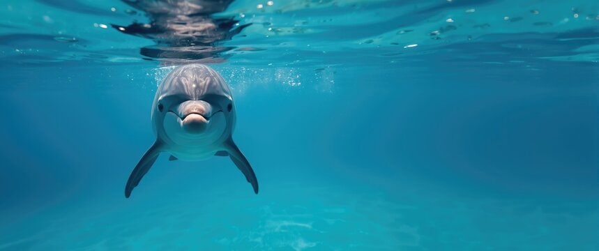 Dolphin facing forward while swimming in the ocean