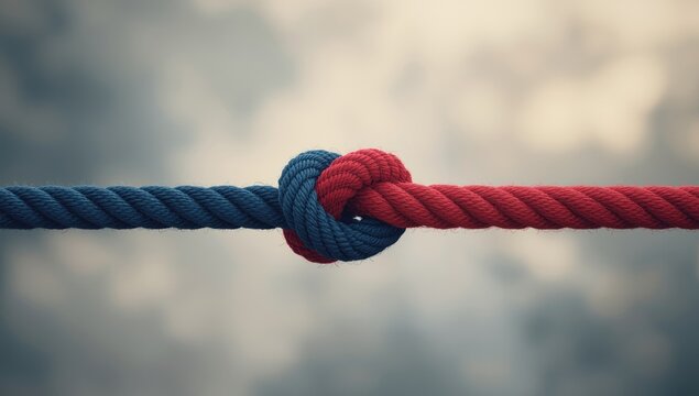 Connected ropes signifying bipartisan collaboration and trust, demonstrating partnership for shared goals, International Day of Cooperation