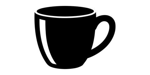 A single blank black ceramic coffee mug with a handle is isolated on a white background, perfect for a morning espresso or hot tea beverage in a cafe setting