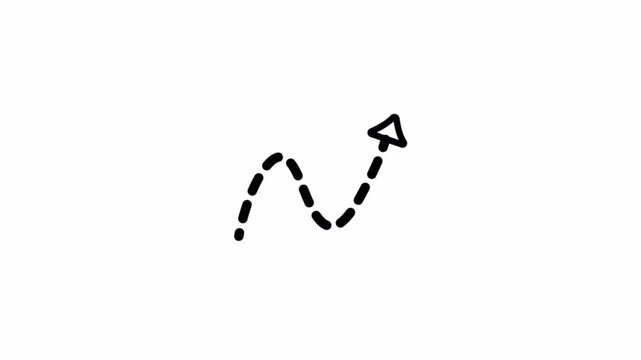 Hand drawn zigzag arrow dashed line upward movement progress growth path 4k Alpha channel