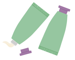 Cream in a mini tube, vector illustration. Cosmetics for face and body skin care.