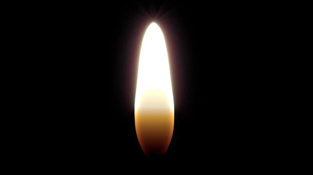 Candle flame looped animation. Glowing candlelight motion effect isolated on black