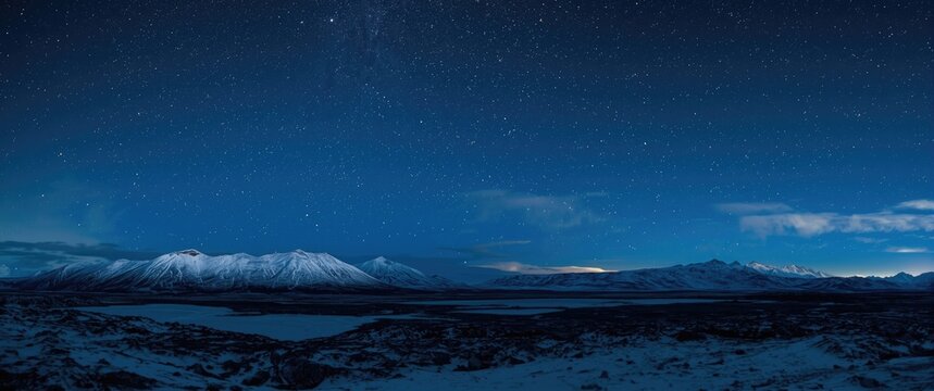 Vyk, Iceland: A Starry Sky Above Mountain Ranges at Night