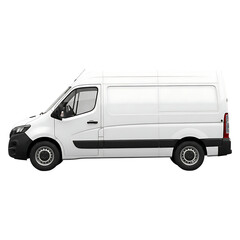 Cargo van with trim and tinted windows isolated on a transparent background white van