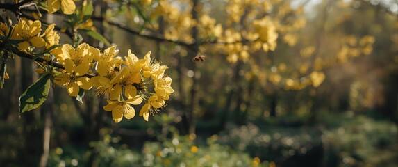 Tree adorned with yellow flowers during spring