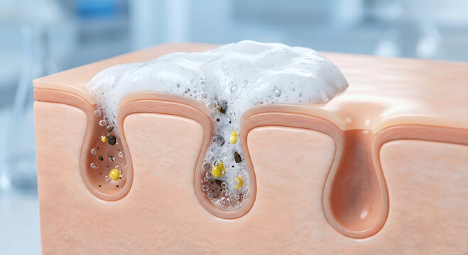 3d illustration of deep pore cleansing skincare concept