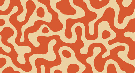 Abstract organic shapes seamless vector illustration pattern in cream and burnt orange colors