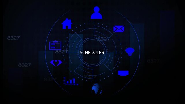 Inference Concept with Business and Finance on Dark Blue Background with Neon Lights