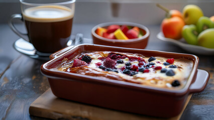 homemade plum jam and bread with coffee