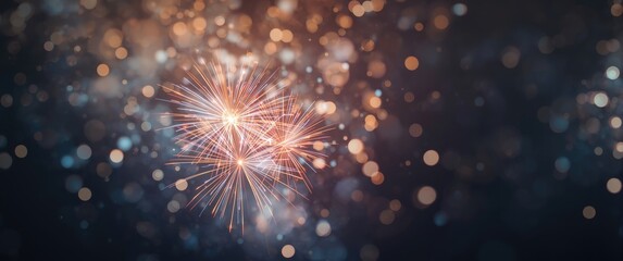 Fototapeta premium Colorful fireworks against bokeh background with room for copy, Festive holiday display