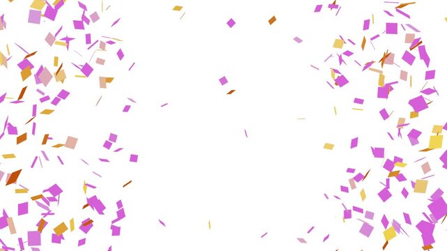 4K confetti animation with colorful geometric particles falling and spinning. Seamless loop celebration effect on transparent alpha background for festive motion design projects HD. alpha channel