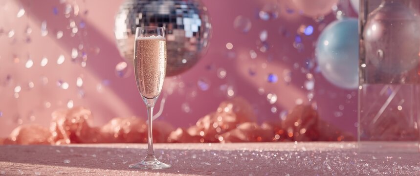 glass of champagne at a lively celebration