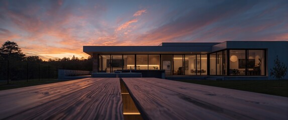 Naklejka premium Twilight sky over a new home